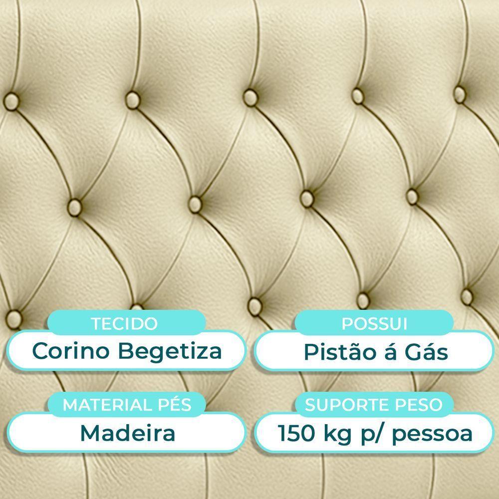 Cabeceira Estofada Solteiro Luna Nature Material Sintético Begetiza 88x136 - 4