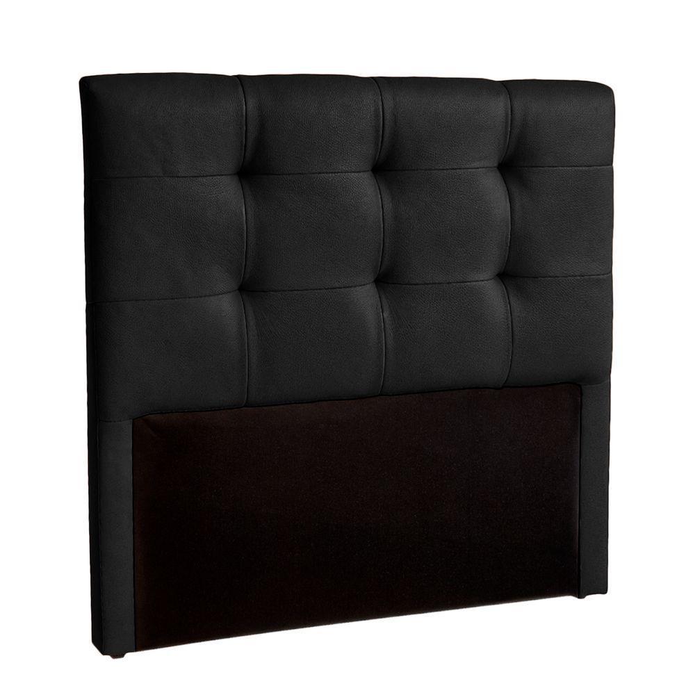 Cabeceira Estofada Queen Alice Nature Material Sintético Preto 158x136 - 1