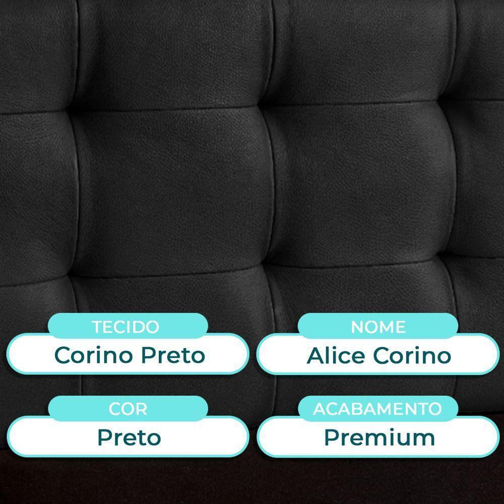 Cabeceira Estofada Queen Alice Nature Material Sintético Preto 158x136 - 2