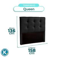 Cabeceira Estofada Queen Alice Nature Material Sintético Preto 158x136