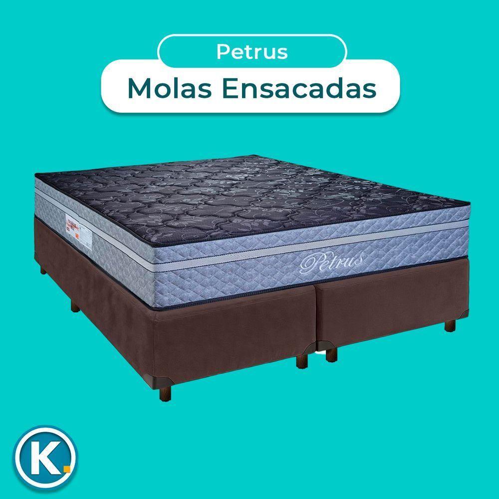 Conjunto Cama Box Marrom Queen + Colchão Molas Ensacadas Petrus Paropas - 4