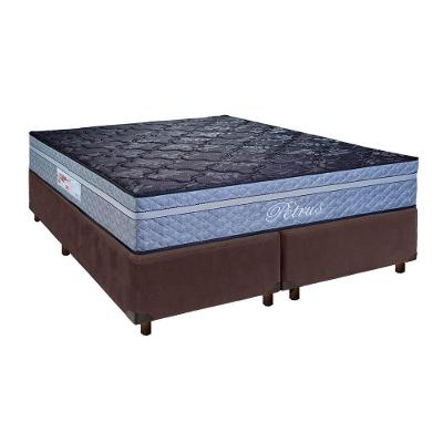 Conjunto Cama Box Marrom Queen + Colchão Molas Ensacadas Petrus Paropas