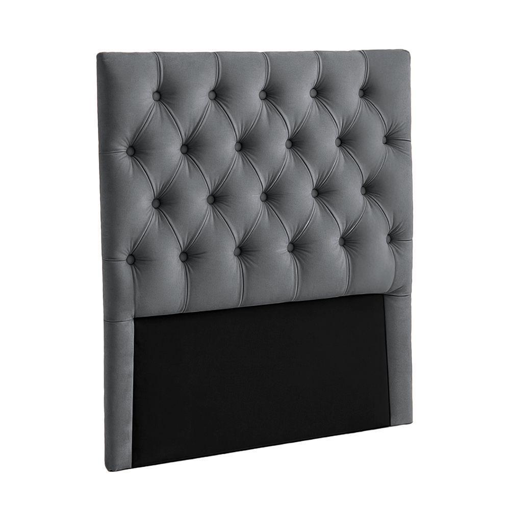 Cabeceira Estofada Solteiro Luna Nature Veludo Grafite 88x136 - 1