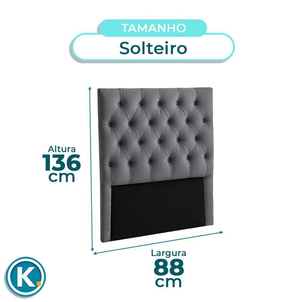 Cabeceira Estofada Solteiro Luna Nature Veludo Grafite 88x136 - 3