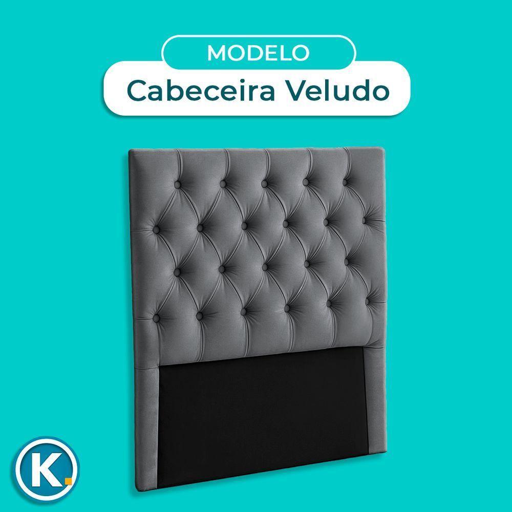 Cabeceira Estofada Solteiro Luna Nature Veludo Grafite 88x136 - 4