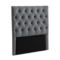 Cabeceira Estofada Solteiro Luna Nature Veludo Grafite 88x136 - 1