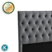 Cabeceira Estofada Solteiro Luna Nature Veludo Grafite 88x136 - 2