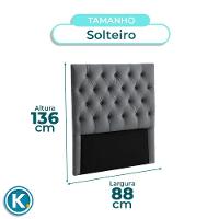 Cabeceira Estofada Solteiro Luna Nature Veludo Grafite 88x136 - 3