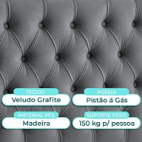 Cabeceira Estofada Solteiro Luna Nature Veludo Grafite 88x136 - 5