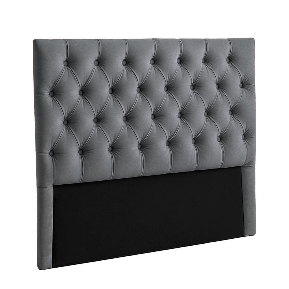 Cabeceira Estofada King Luna Nature Veludo Grafite 193x136 - 1