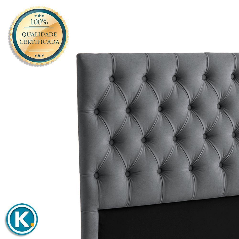 Cabeceira Estofada King Luna Nature Veludo Grafite 193x136 - 3