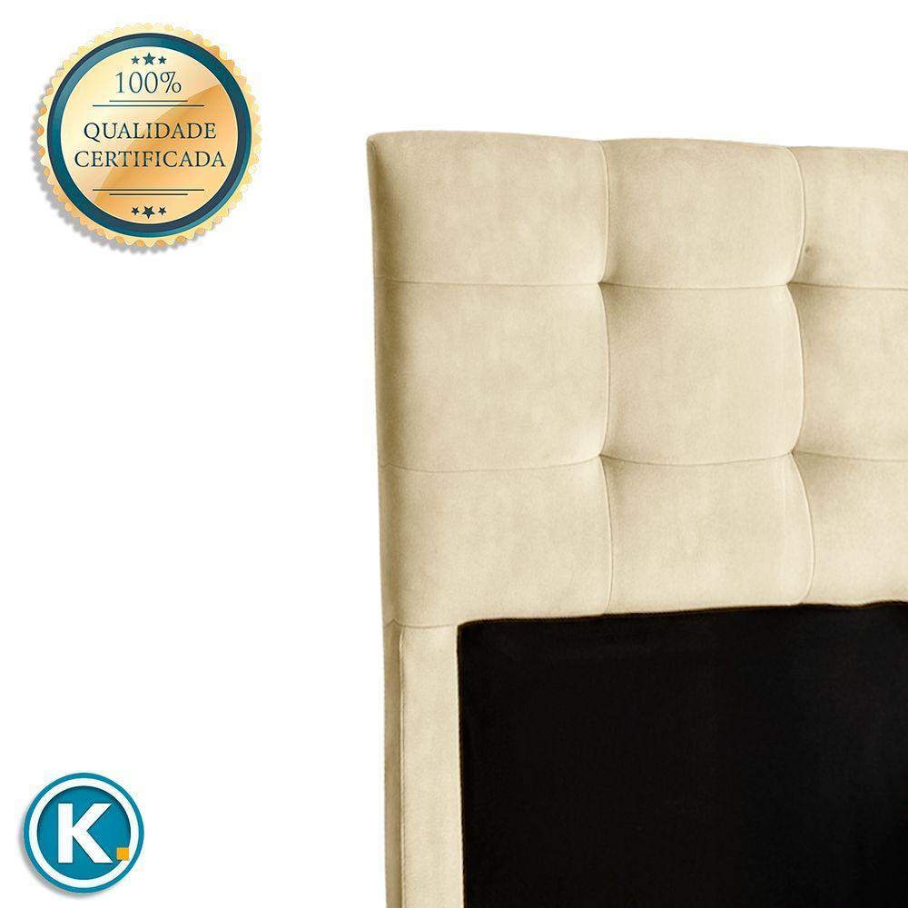 Cabeceira Estofada Solteiro Alice Nature Veludo Perola 88x136 - 2