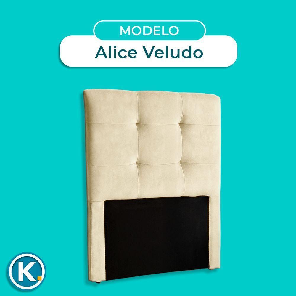 Cabeceira Estofada Solteiro Alice Nature Veludo Perola 88x136 - 4