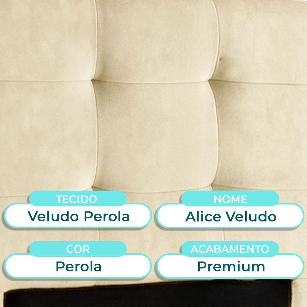 Cabeceira Estofada Solteiro Alice Nature Veludo Perola 88x136 - 5