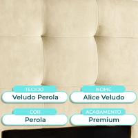 Cabeceira Estofada Solteiro Alice Nature Veludo Perola 88x136 - 5