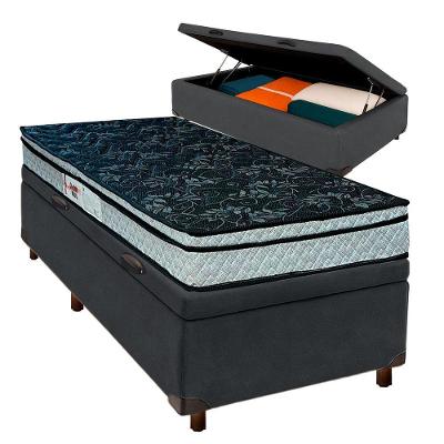 Conjunto Cama Box Bau Blindado Solteiro + Colchão D28 Conforto Paropas
