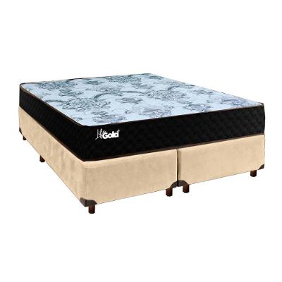 Conjunto Cama Box Blindado Casal + Colchão Molas Ensacadas Life Gold Paropas