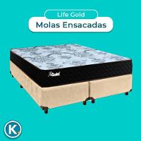 Conjunto Cama Box Blindado Casal + Colchão Molas Ensacadas Life Gold Paropas - 2
