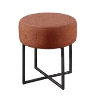 Conjunto - 2 Puffs Banqueta Otávio Base Metálica Preta Luxo Linho Terracota - 3