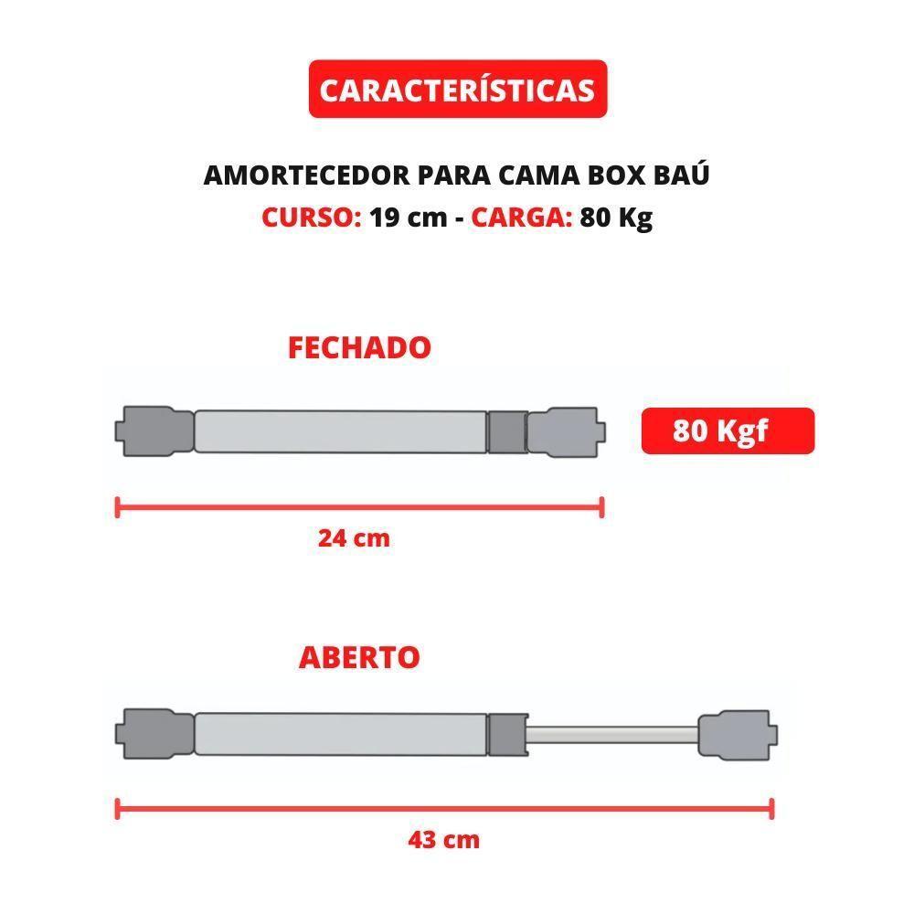 Amortecedor Pistão Mola Gás P- Cama Box Baú Casal 784n-80kgf [f103] - 7