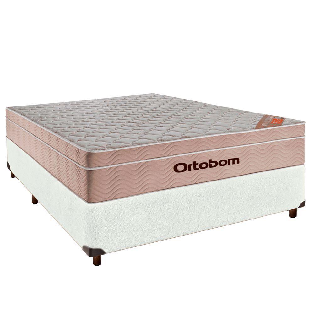 Conjunto Cama Box Branco Casal + Colchão Molas Ensacadas Airtech Ortobom - 1