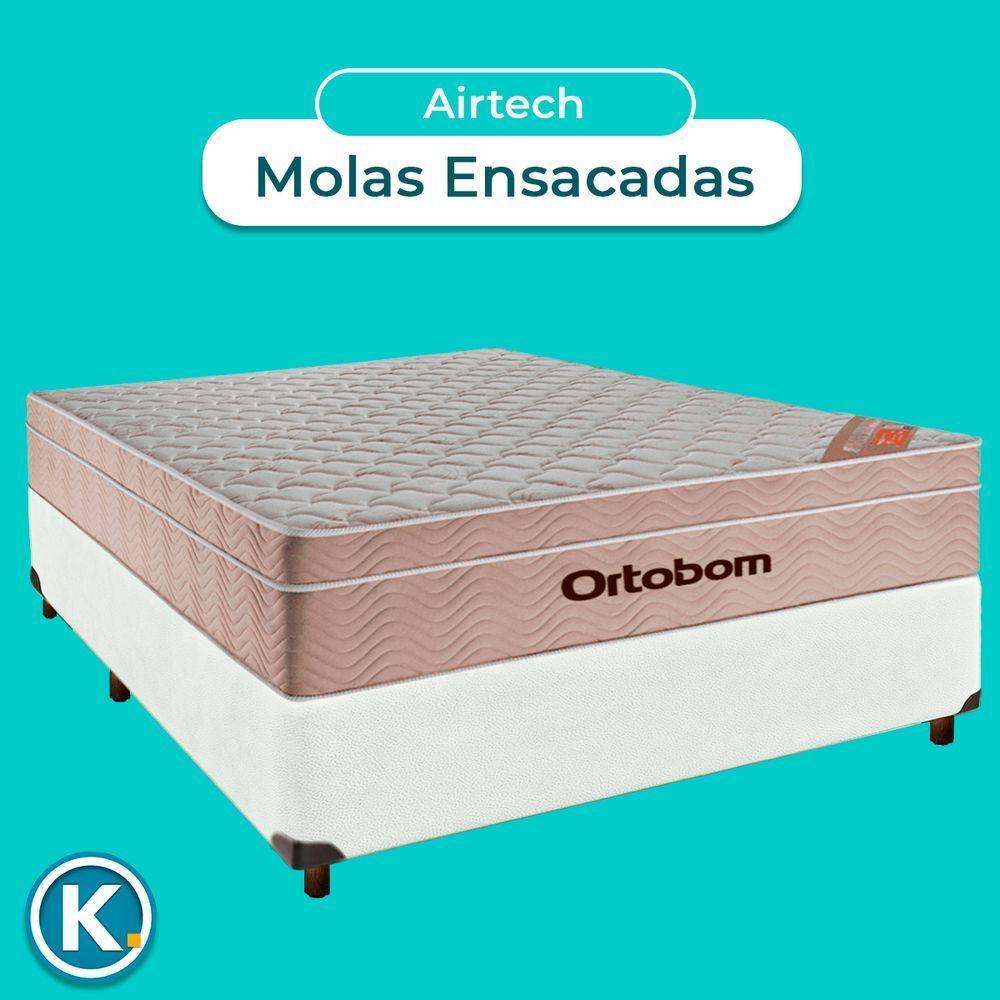 Conjunto Cama Box Branco Casal + Colchão Molas Ensacadas Airtech Ortobom - 4