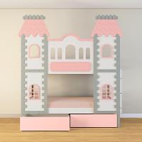 Beliche Castelo Encantado 02 Gavetas Rosa - Madeira Maciça Branco/cinza/rosa Housin - 1