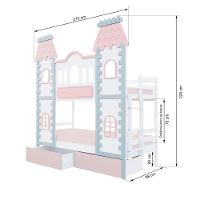 Beliche Castelo Encantado 02 Gavetas Rosa - Madeira Maciça Branco/cinza/rosa Housin