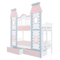 Beliche Castelo Encantado 02 Gavetas Rosa - Madeira Maciça Branco/cinza/rosa Housin - 6