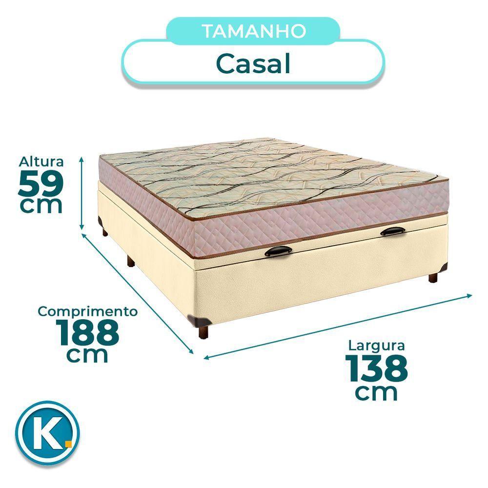 Conjunto Cama Box Bau Bege Casal + Colchão D33 Maxsono Paropas - 4