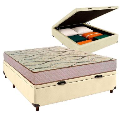 Conjunto Cama Box Bau Bege Casal + Colchão D33 Maxsono Paropas