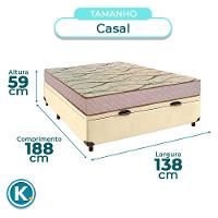 Conjunto Cama Box Bau Bege Casal + Colchão D33 Maxsono Paropas