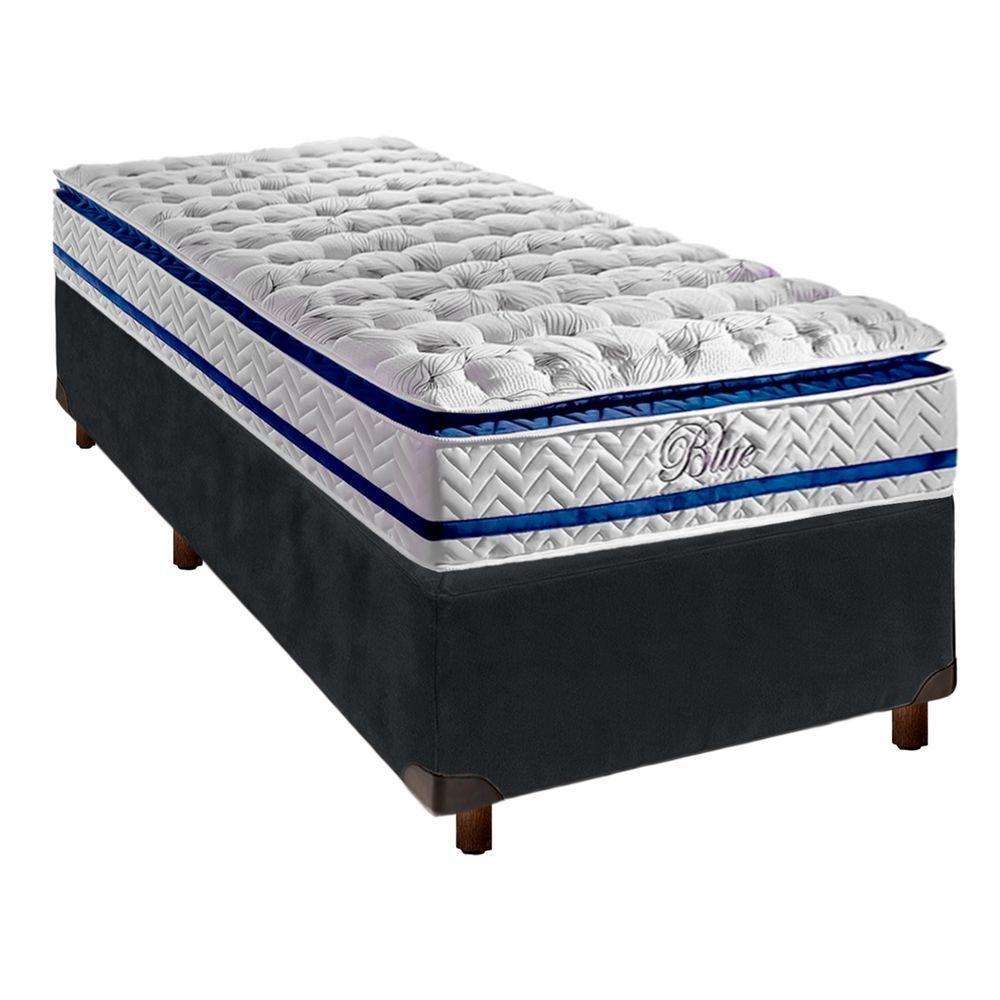 Conjunto Cama Box Cinza Solteiro + Colchão Molas Ensacadas Blue Paropas - 1