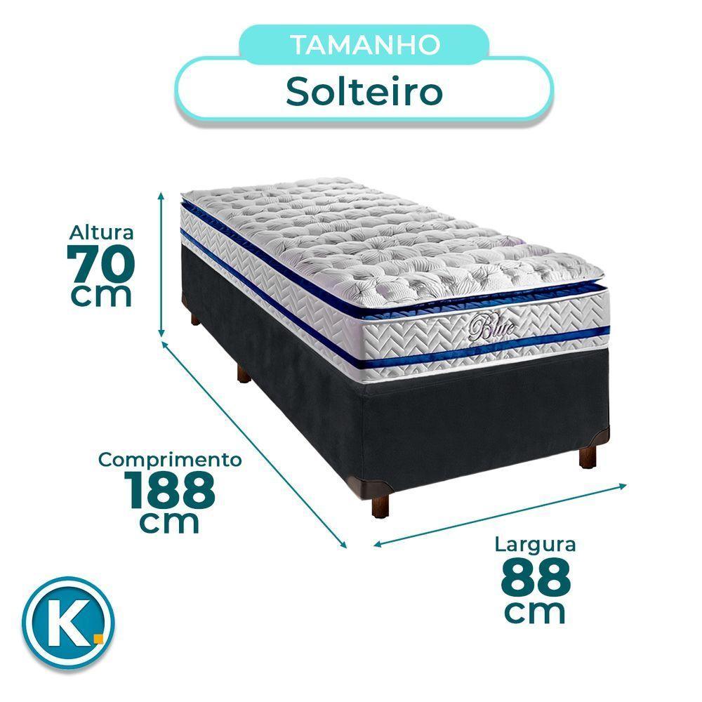 Conjunto Cama Box Cinza Solteiro + Colchão Molas Ensacadas Blue Paropas - 2