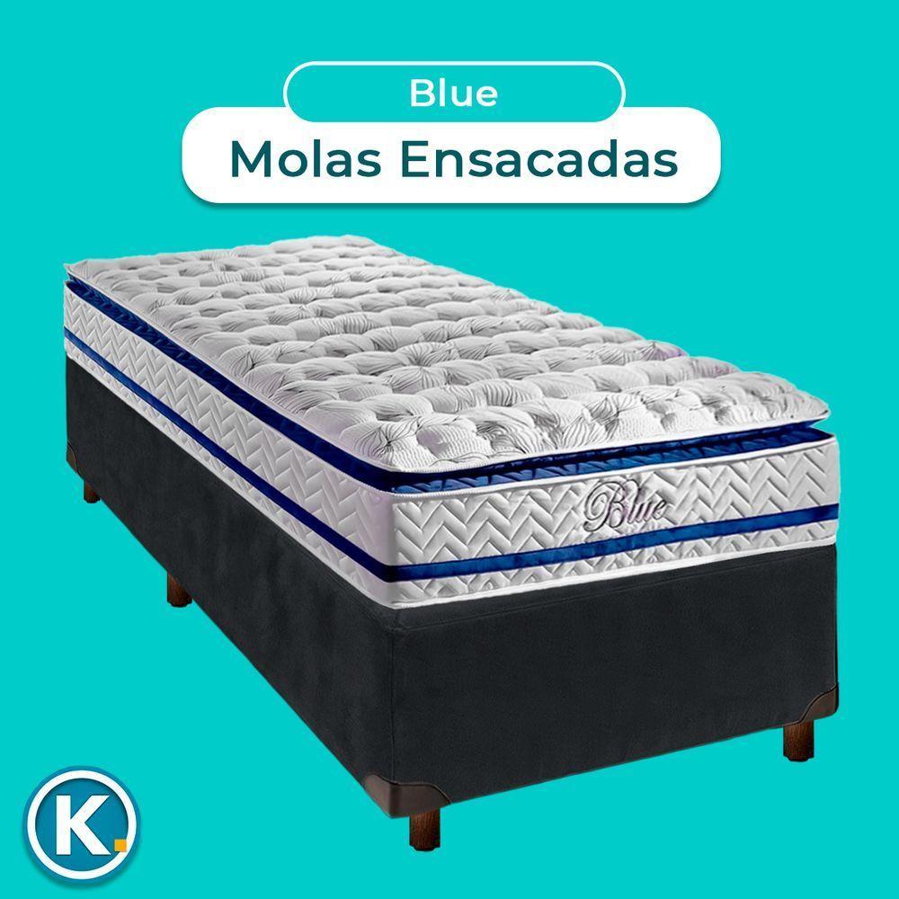 Conjunto Cama Box Cinza Solteiro + Colchão Molas Ensacadas Blue Paropas - 3