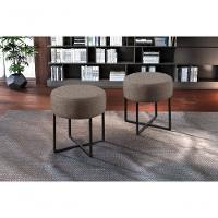 Conjunto - 2 Puffs Banqueta Otávio Base Metálica Preta Luxo Linho Cappuccino - 5