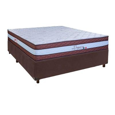 Cama Box Marrom Casal + Colchão Molas Ensacadas Legaccy Paropas