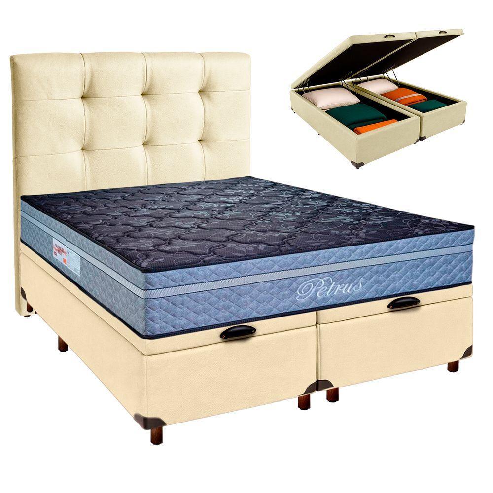 Kit Cama Box Bau + Cabeceira + Colchão Queen Molas Ensacadas - Petrus - Paropas - 1