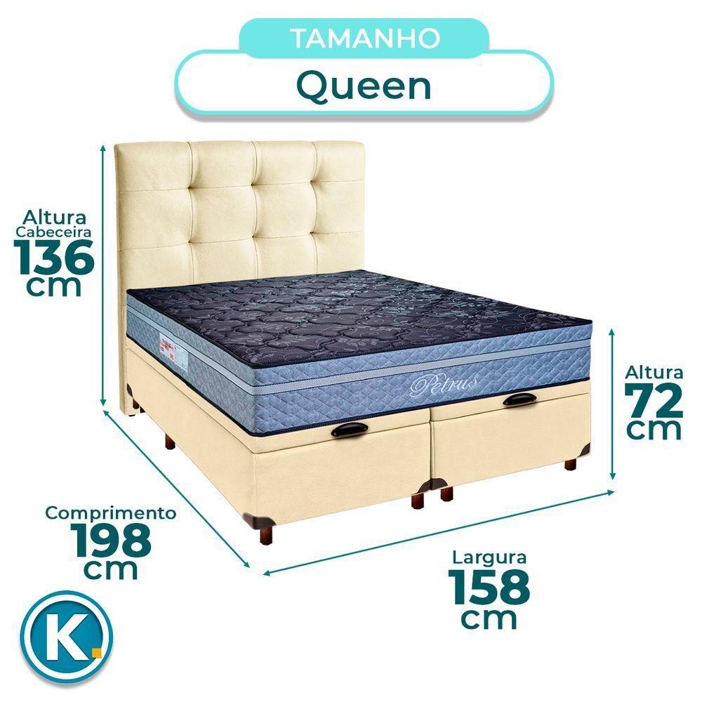 Kit Cama Box Bau + Cabeceira + Colchão Queen Molas Ensacadas - Petrus - Paropas - 3
