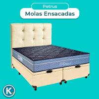 Kit Cama Box Bau + Cabeceira + Colchão Queen Molas Ensacadas - Petrus - Paropas
