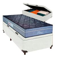 Cama + Bau Blindado E Colchão Molas Ensacadas Solteiro - Petrus Paropas - 1