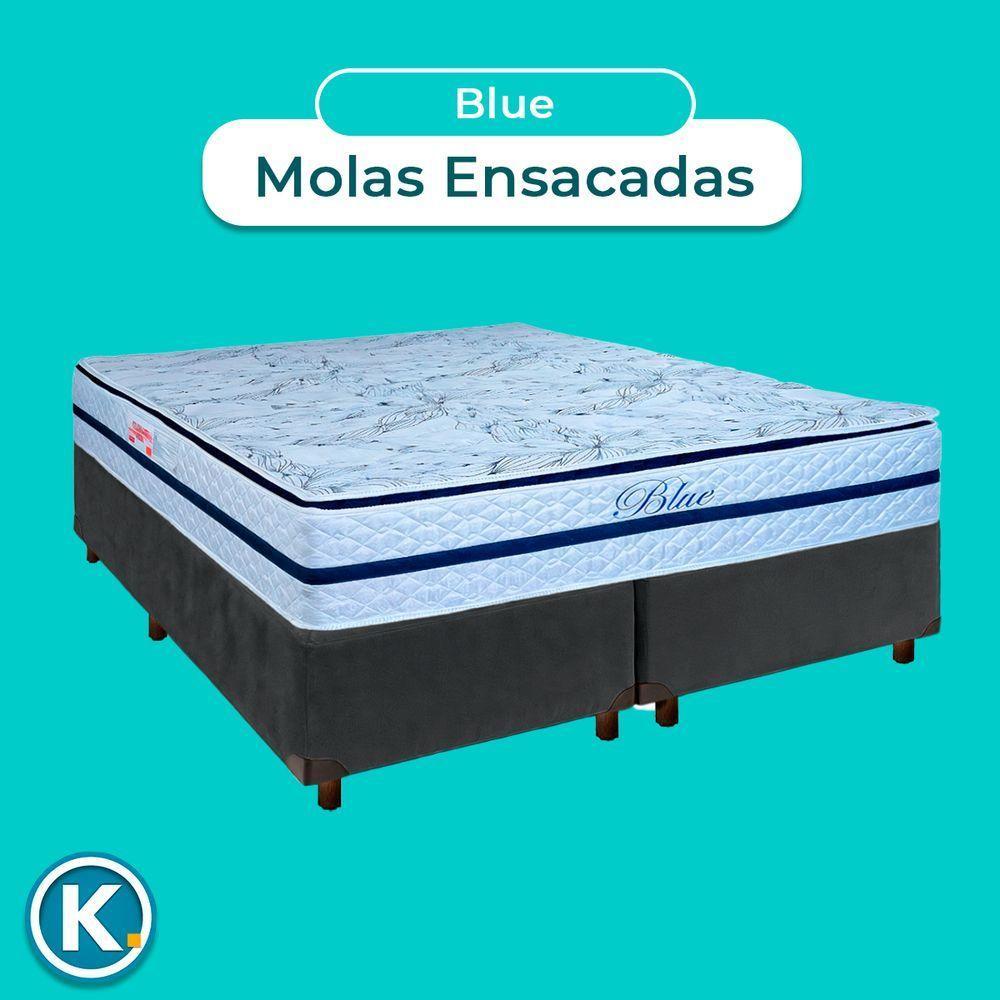 Cama + Box Blindado E Colchão Molas Ensacadas Casal - Blue Paropas - 4