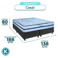 Cama + Box Blindado E Colchão Molas Ensacadas Casal - Blue Paropas - 3