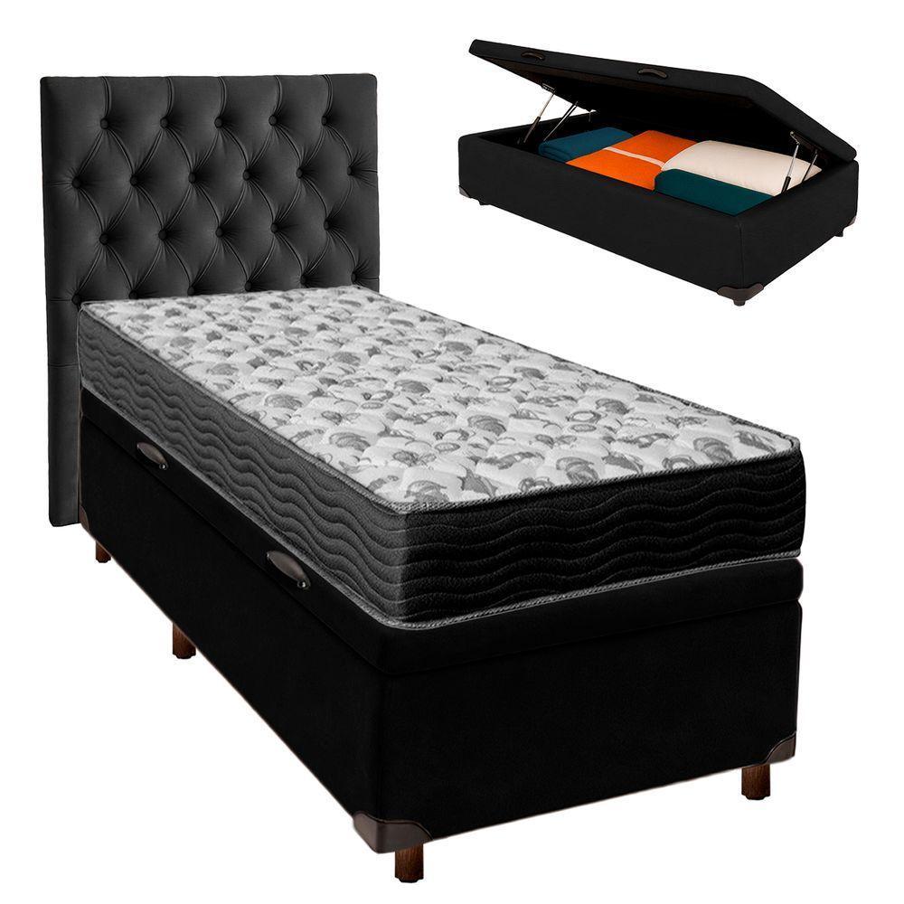 Kit Cama Box Bau + Cabeceira + Colchão Solteiro D33 - Iso100 - Ortobom - 1