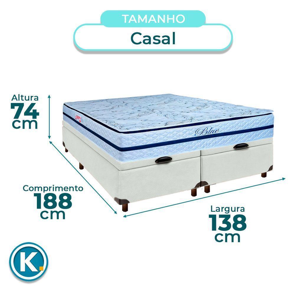 Cama + Bau Blindado E Colchão Molas Ensacadas Casal - Blue Paropas - 3