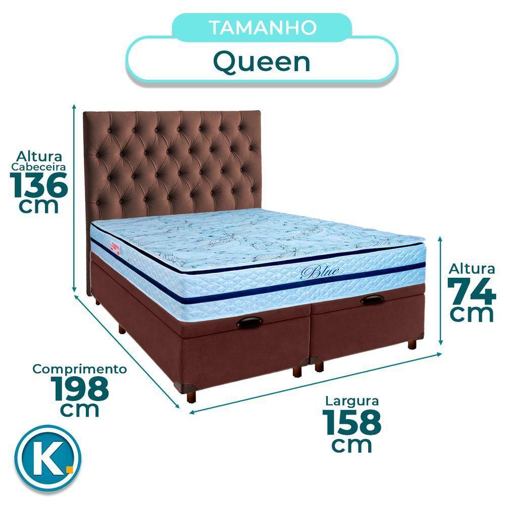Kit Cabeceira + Cama Box Bau + Colchão Queen Molas Ensacadas Blue Paropas - 3