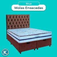 Kit Cabeceira + Cama Box Bau + Colchão Queen Molas Ensacadas Blue Paropas