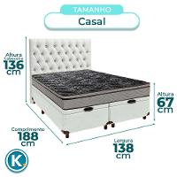 Kit Cama Box Bau + Cabeceira + Colchão Casal D28 - Conforto - Paropas - 3