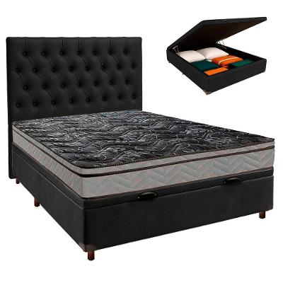 Kit Cama Box Bau + Cabeceira + Colchão Casal D28 - Conforto - Paropas