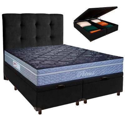 Kit Cabeceira + Cama Box Bau + Colchão Queen Molas Ensacadas Petrus Paropas